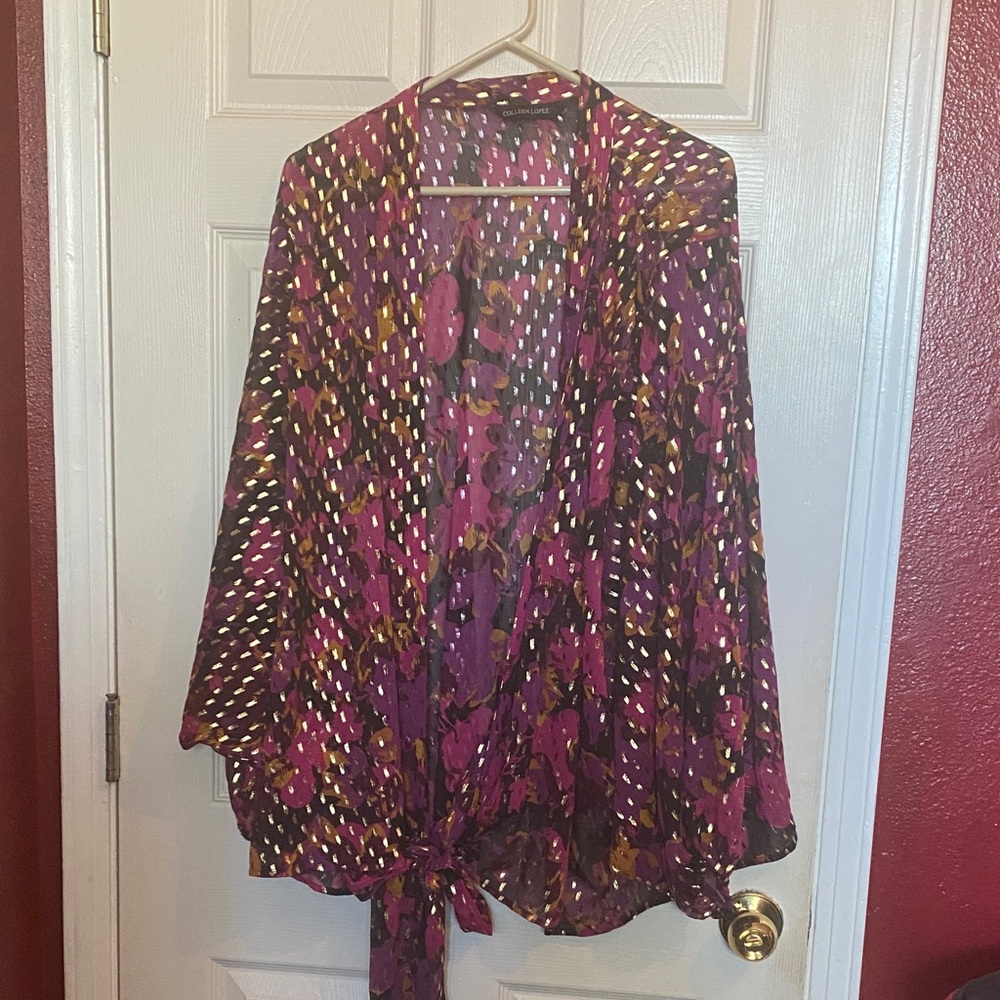 Colleen Lopez Pink and Purple Patterned sheer Jacket